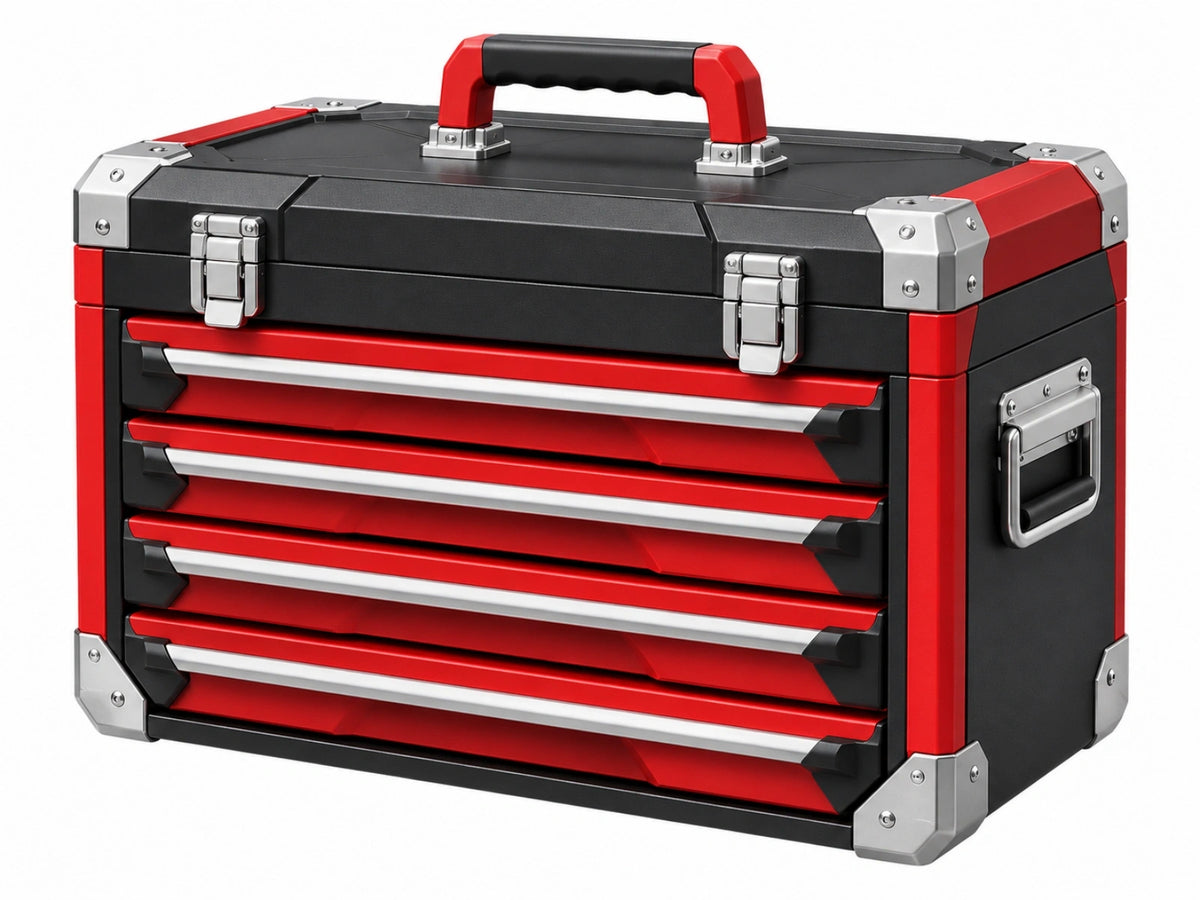 Coffre à outils 60 x 35 x 45 cm en acier rouge noir à 5 tiroirs portable