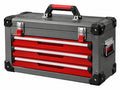 Coffre à outils 50 x 25 x 35 cm en métal gris rouge avec 3 tiroirs portable