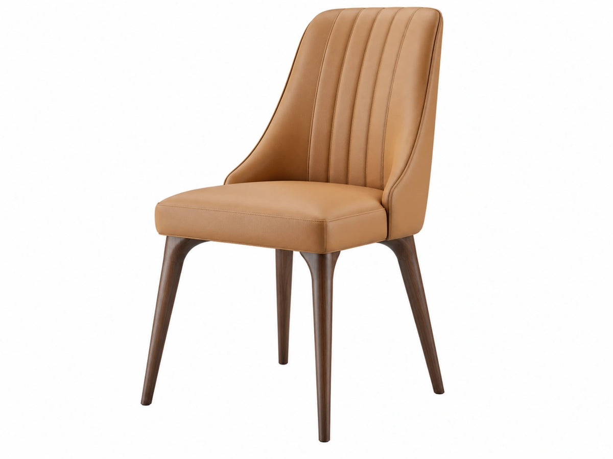Chaise de salle à manger 50 x 60 x 88 cm simili cuir camel pieds en bois style moderne