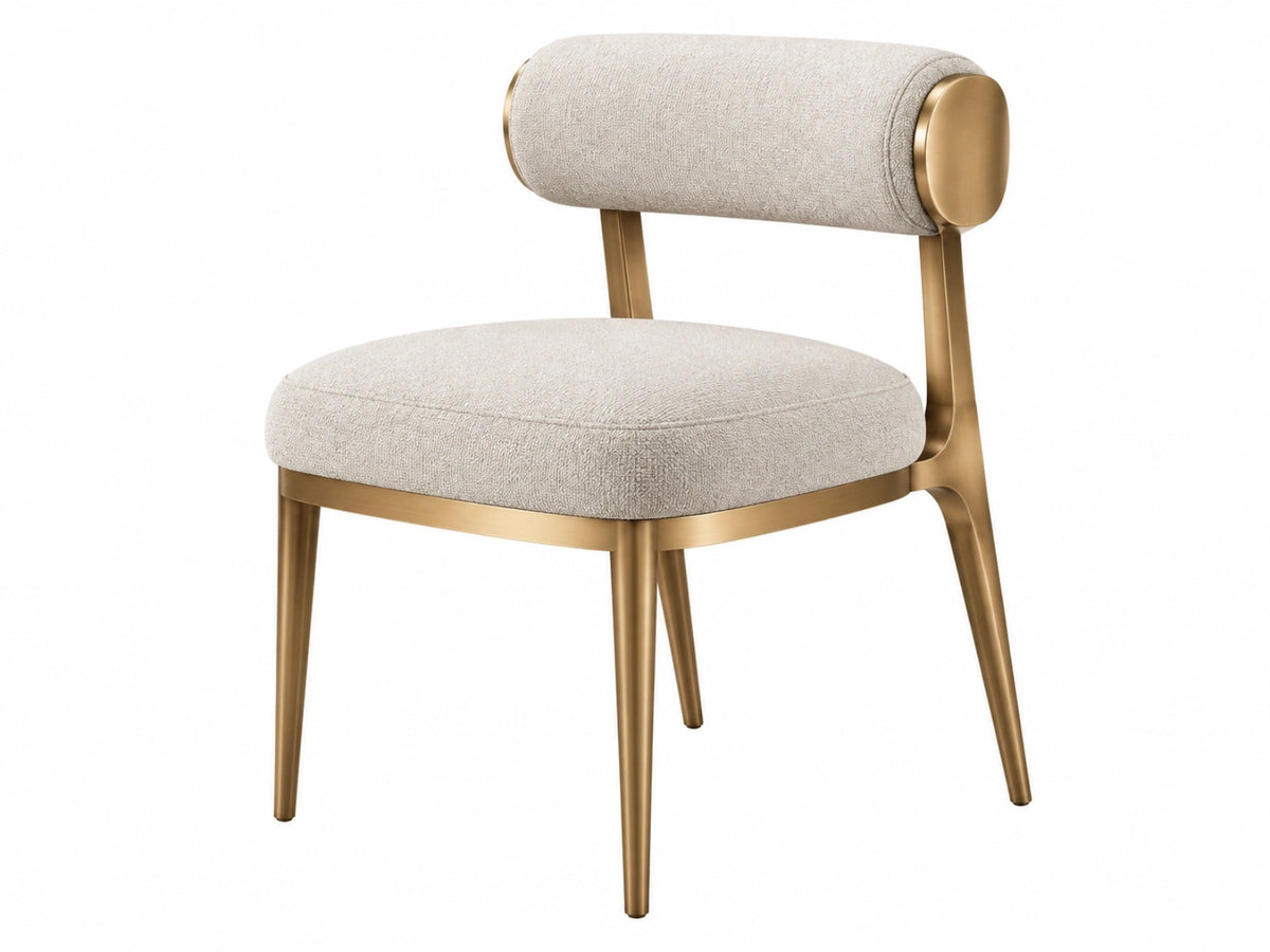 Chaise de salle à manger 55 x 57 x 78 cm en tissu bouclette beige avec structure métal doré