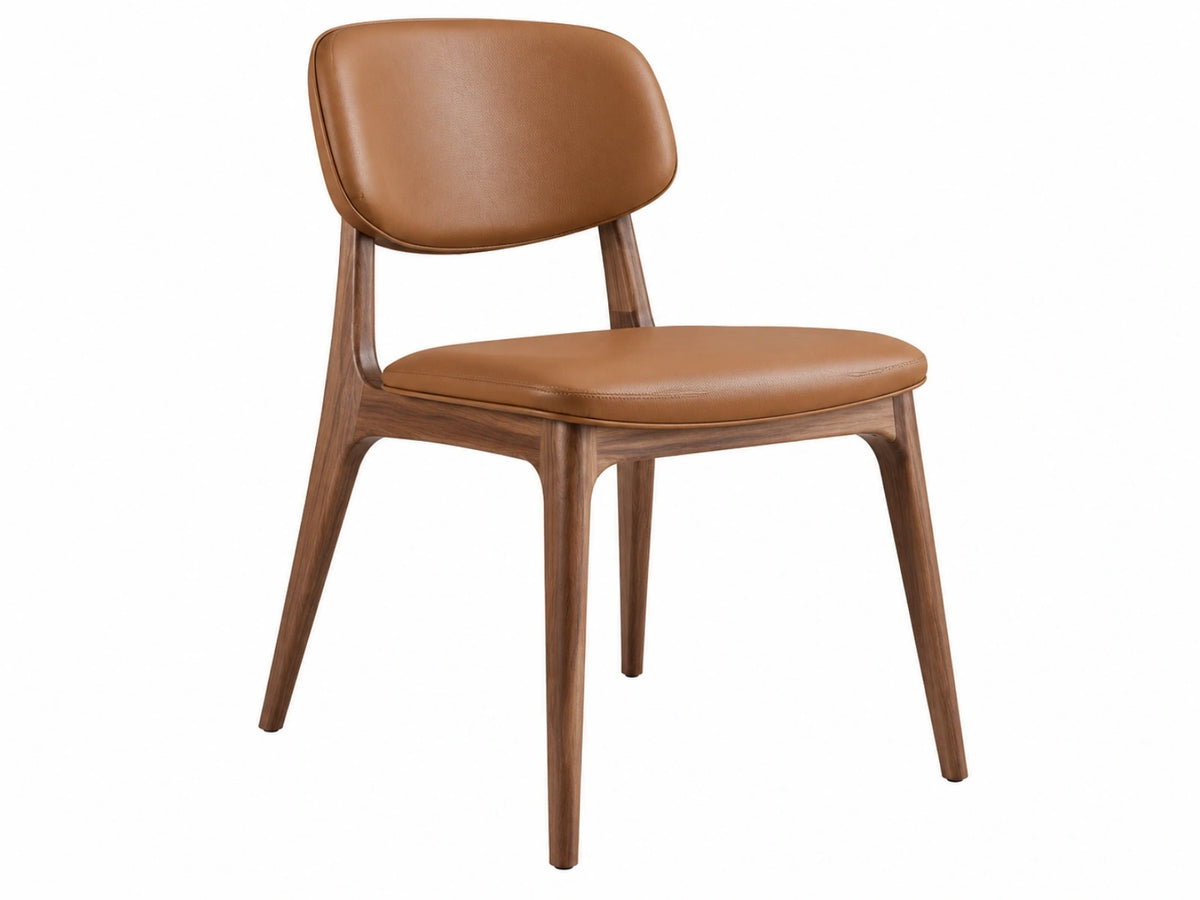 Chaise de salle à manger 50 x 55 x 80 cm bois brun revêtement aspect cuir camel style contemporain
