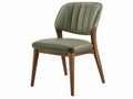 Chaise de salle à manger 55 x 60 x 82 cm en similicuir vert et bois style moderne
