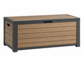 Coffre de rangement extérieur 120 x 60 x 63 cm aspect bois marron et structure noire