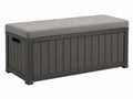 Coffre de rangement extérieur 120 x 55 x 60 cm en résine gris anthracite avec assise rembourrée
