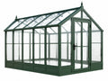 Serre de jardin 300 x 240 x 260 cm en aluminium vert avec parois vitrées style victorien