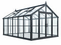 Serre de jardin 300 x 240 x 250 cm en métal et verre noir style victorien avec double porte et aérations de toit