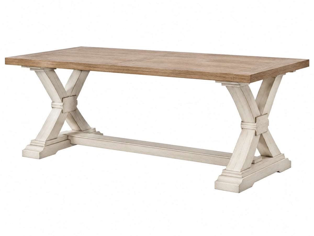 Table à manger 220 x 100 x 76 cm en bois beige style campagne