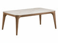 Table de salle à manger 180 x 90 cm bois brun plateau effet marbre blanc style contemporain