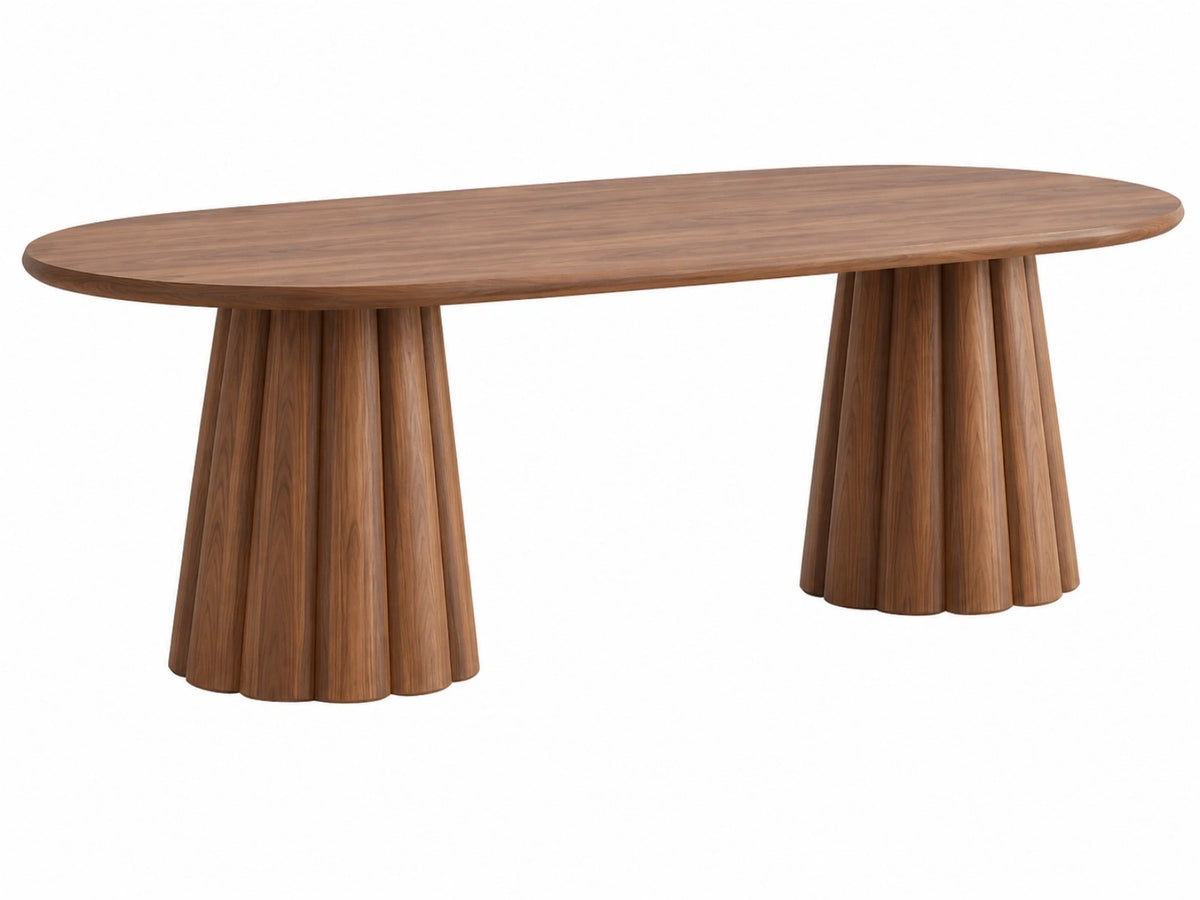 Table à manger ovale 220 x 100 x 75 cm en bois brun style contemporain