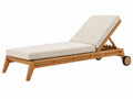 Chaise longue de jardin 200 x 70 cm en bois et tissu beige à dossier réglable